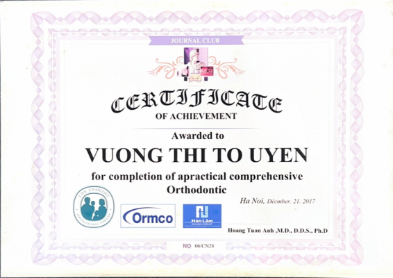 Chứng chỉ chỉnh nha